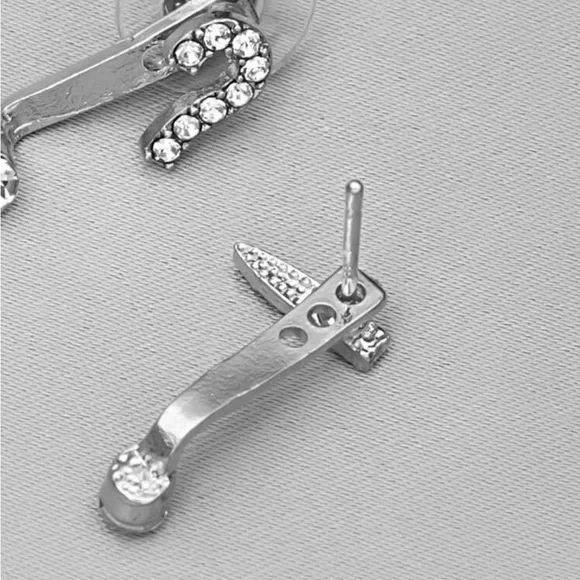 NWT Question Mark and Exclamation Rhinestone Decor Mismatched Earrings - Picture 4 of 4